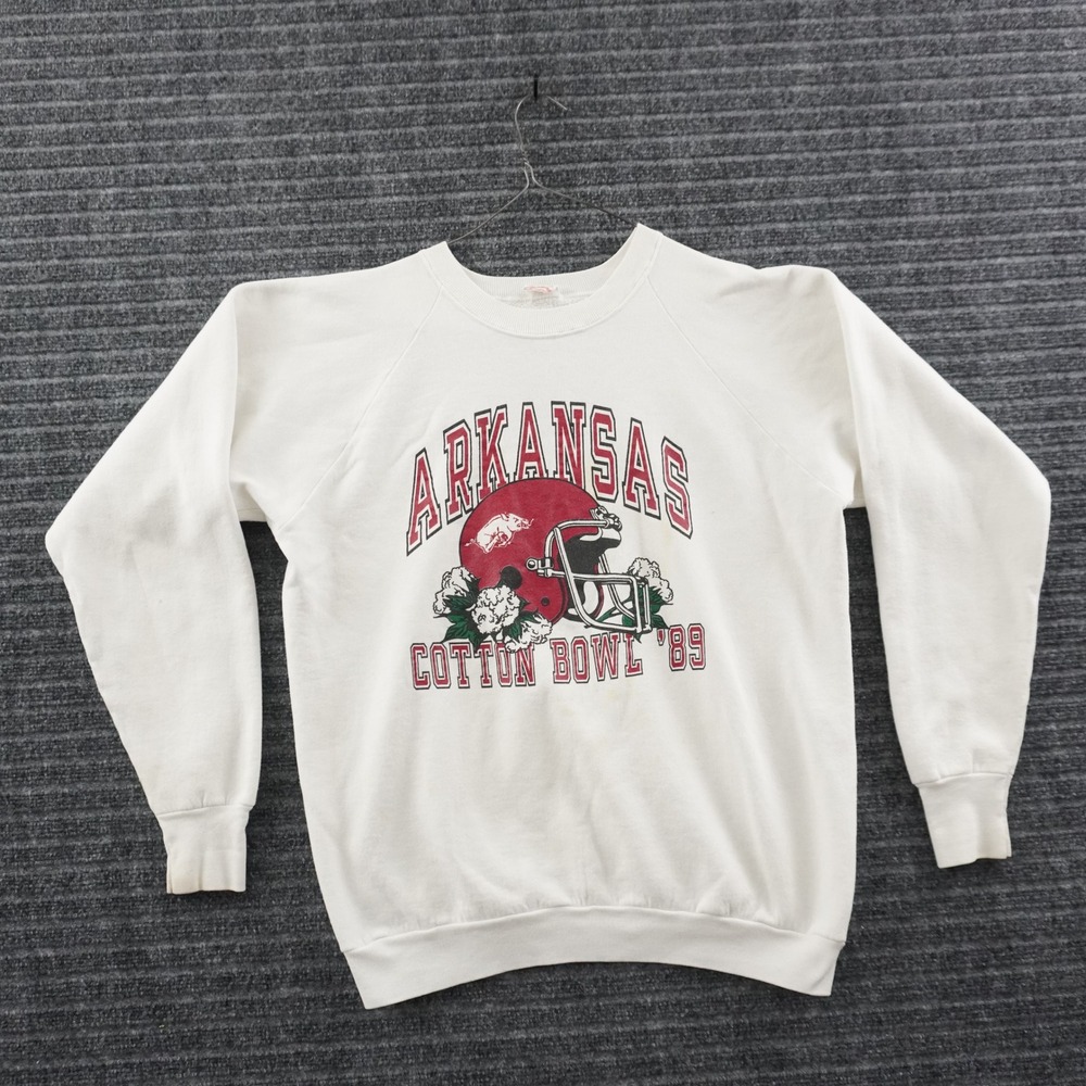 Vintage 80s Fruit of the Loom Arkansas Sweatshirt Mens XL White Cotton Bowl 89